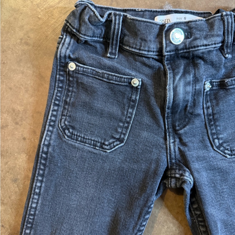 Zara Kids Black The Flare Pants Denim Jeans - Picture 4 of 7